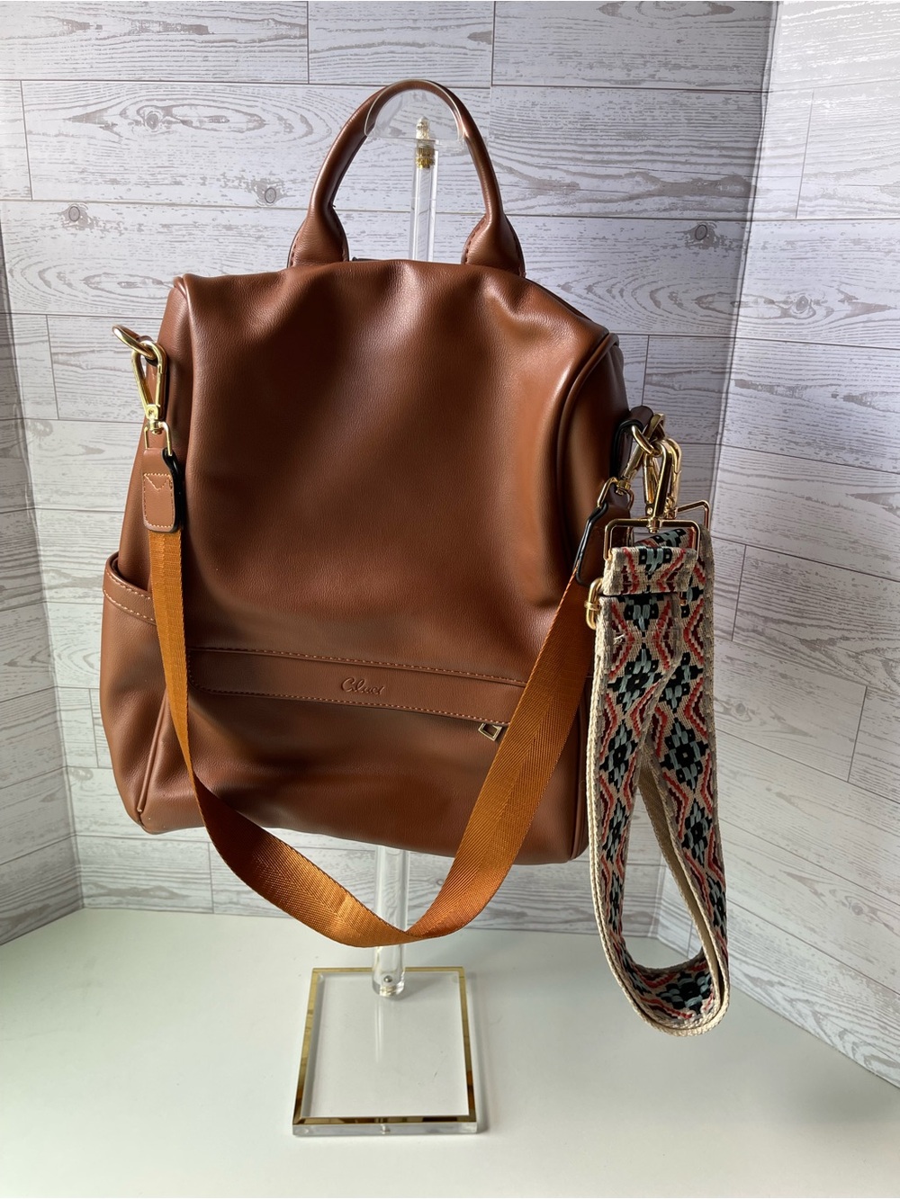 Cluci Faux Leather Backpack with strap